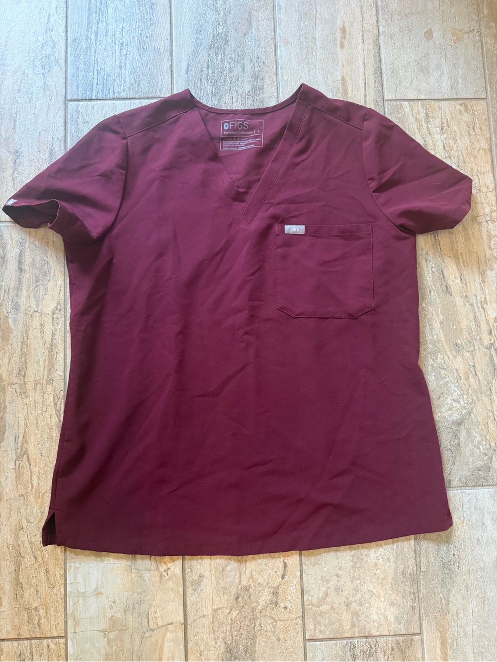 Figs Catarina Maroon Short-Sleeve V-Neck Scrub Top